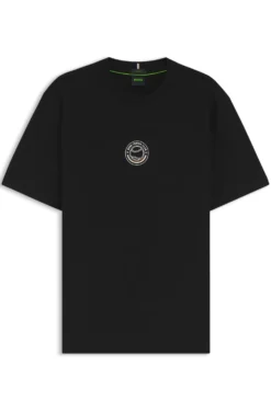 Stretch-cotton T-shirt with tennis artwork