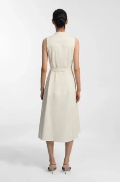 Stretch-cotton wrap dress with adjustable belt