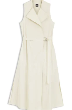 Stretch-cotton wrap dress with adjustable belt
