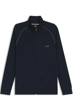 Stretch-cotton zip-up jacket with embroidered logo