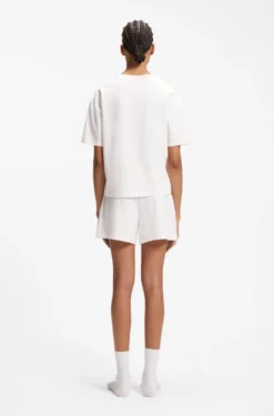 Stretch-fabric loungewear T-shirt with logo label