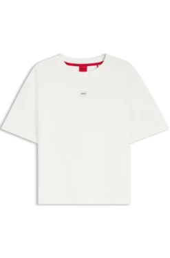 Stretch-fabric loungewear T-shirt with logo label