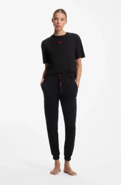 Stretch-fabric loungewear T-shirt with logo label