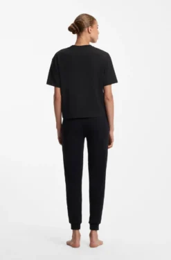Stretch-fabric loungewear T-shirt with logo label