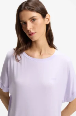 Stretch-jersey night dress with logo print