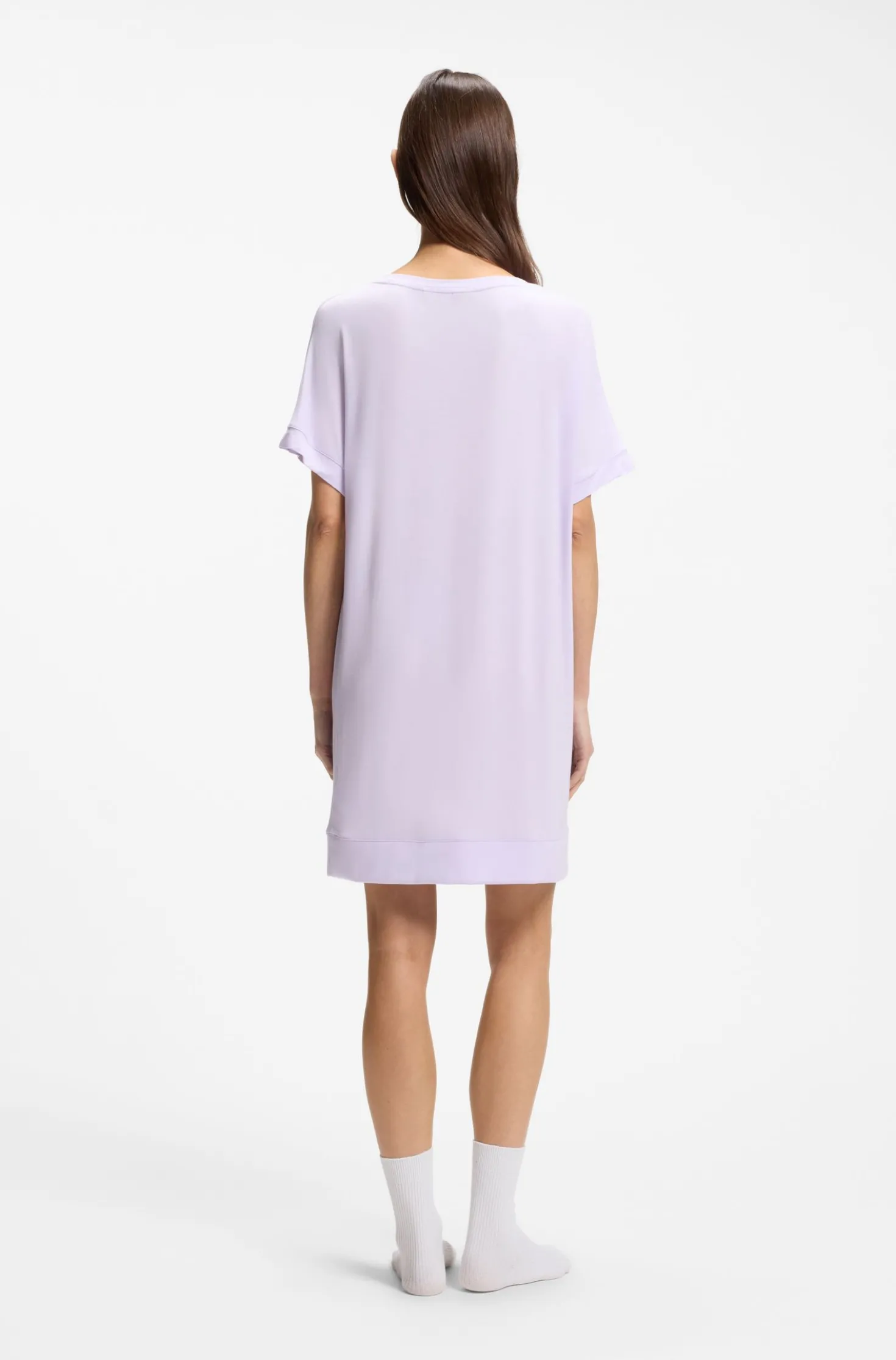 Stretch-jersey night dress with logo print