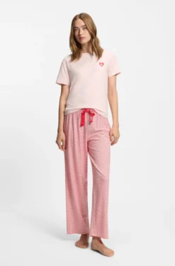 Stretch-jersey pyjama T-shirt with logo print