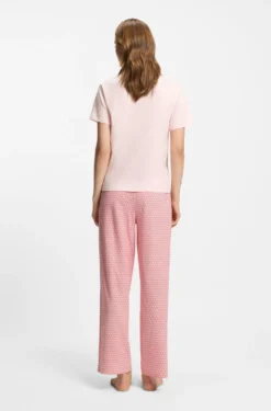 Stretch-jersey pyjama T-shirt with logo print