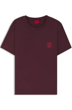 Stretch-jersey pyjama T-shirt with logo print