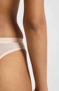 Stretch-jersey thong with logo waistband