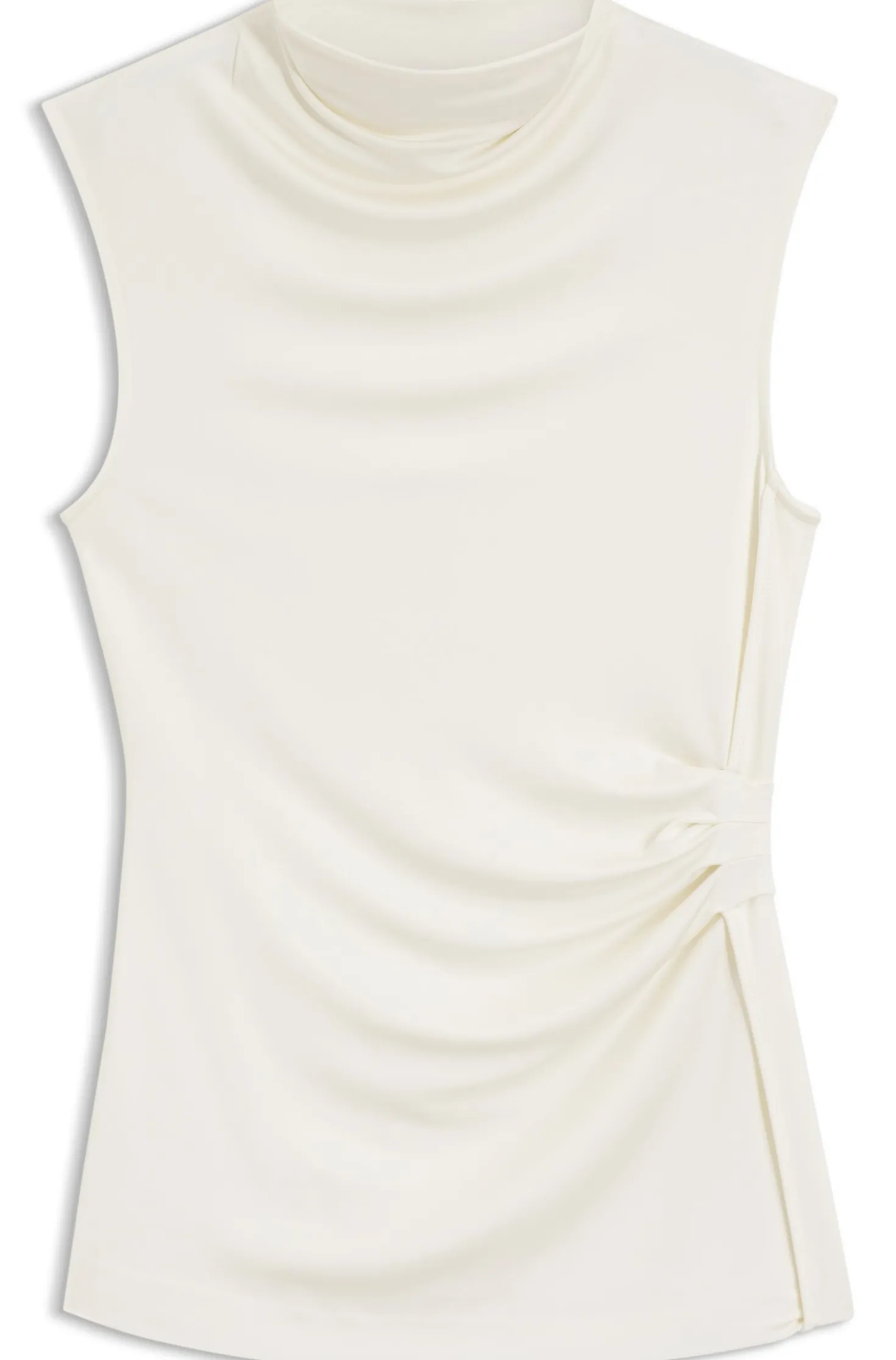 Stretch-jersey top with draped collar