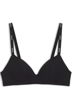 Stretch-jersey triangle bra with logo straps