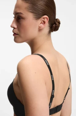 Stretch-jersey triangle bra with logo straps