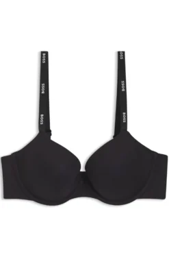 Stretch-jersey underwire bra with logo straps