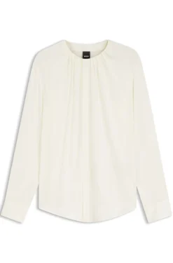 Stretch-silk blouse with gathered details