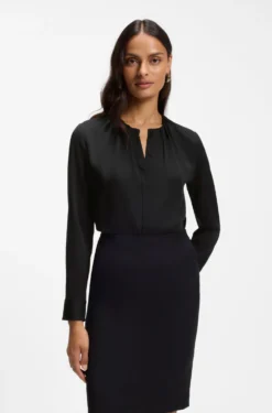 Stretch-silk blouse with gathered details
