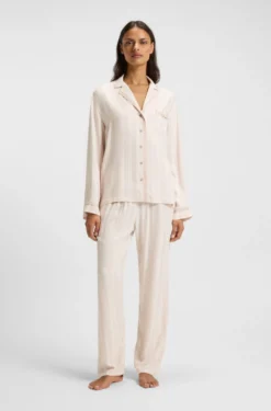 Striped pyjama shirt with logo trim