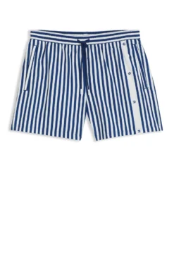 Striped swim shorts with vertical logo