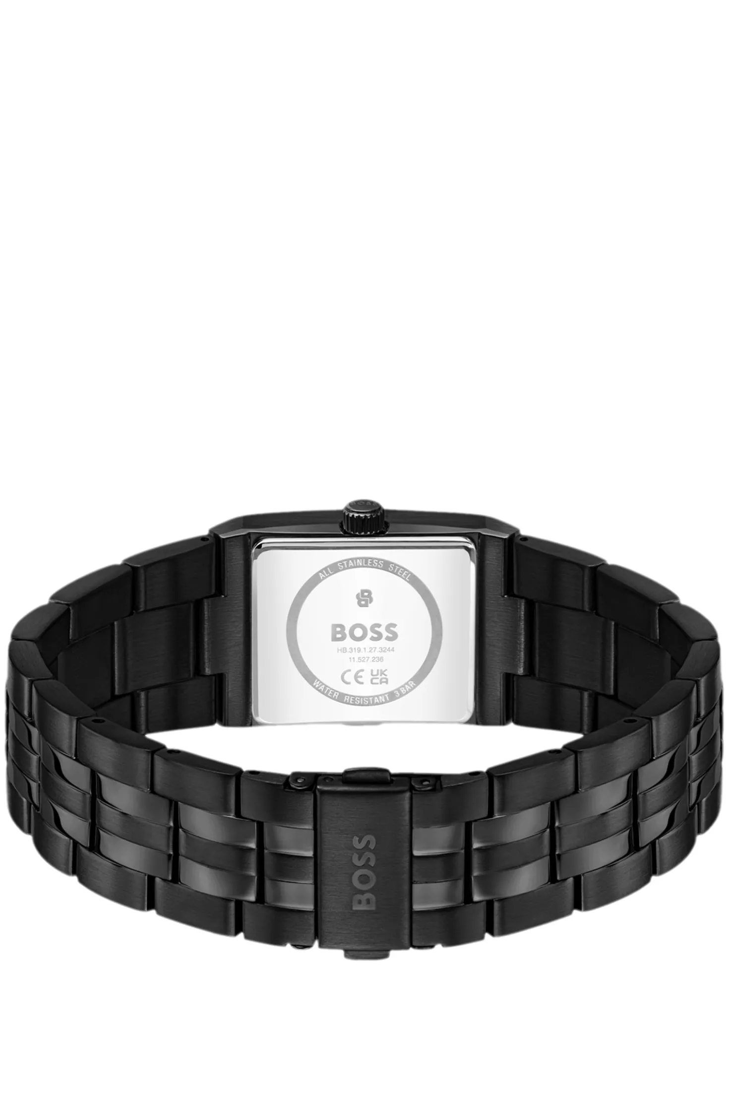 Strivo black-plated watch with stripe effect