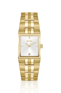 Strivo gold-tone watch with stripe detail