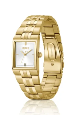 Strivo gold-tone watch with stripe detail