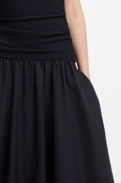 Structured-jersey dress with poplin skirt