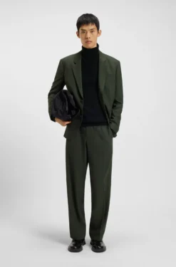 Structured-knit rollneck sweater in cotton