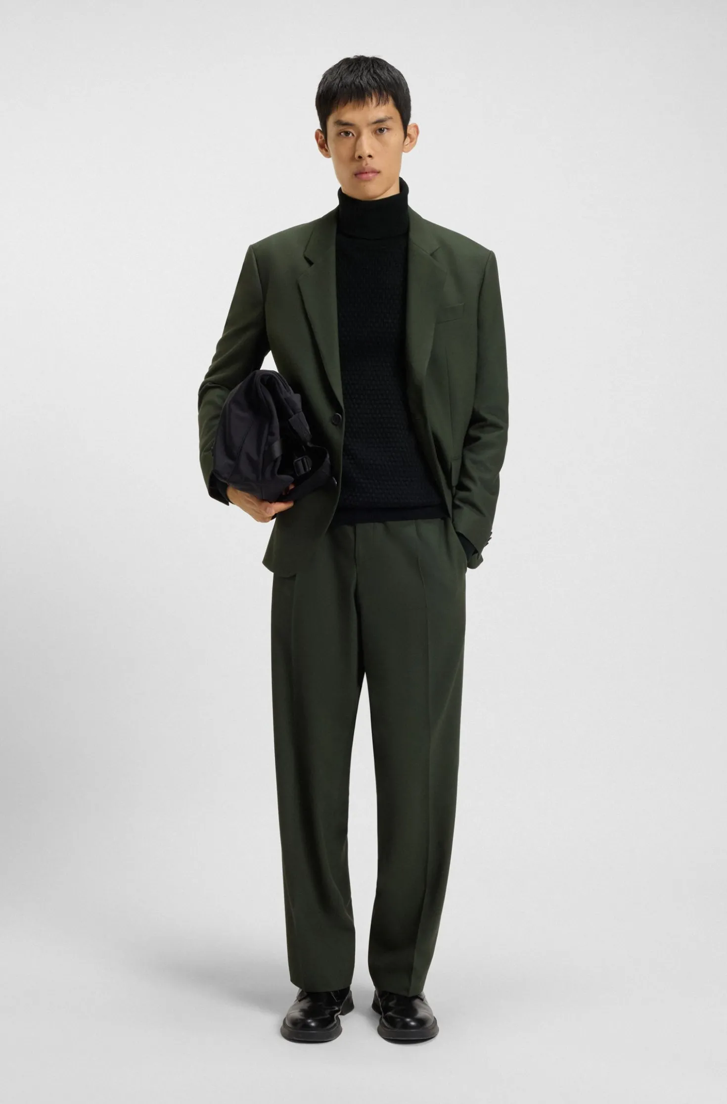 Structured-knit rollneck sweater in cotton