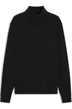 Structured-knit rollneck sweater in cotton