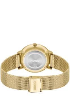 Style gold-tone watch with black dial