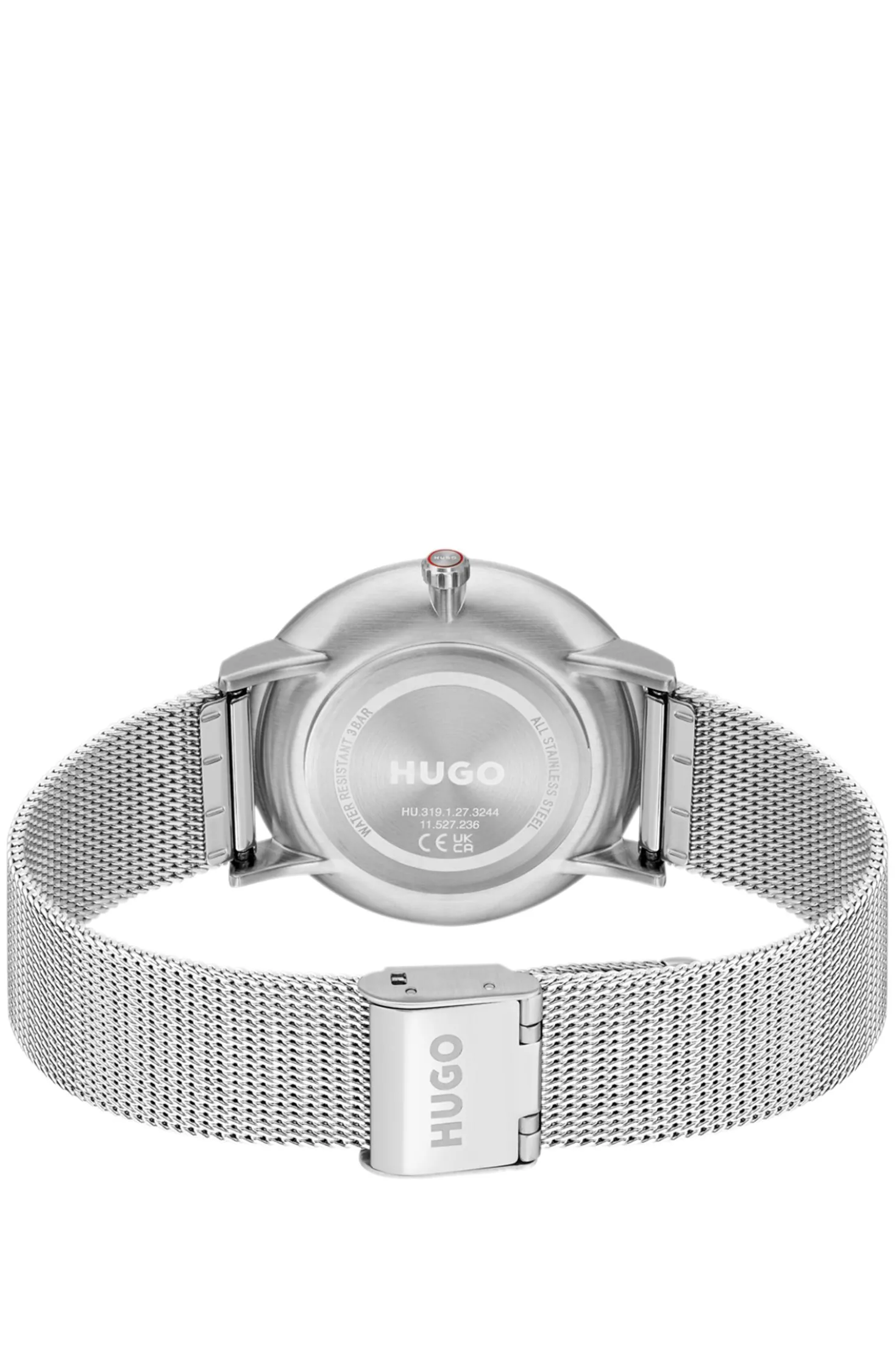 #Style 3H black-dial watch with mesh bracelet