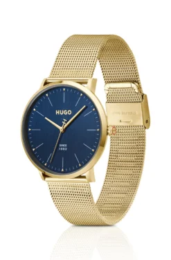 #Style 3H blue-dial watch with mesh bracelet
