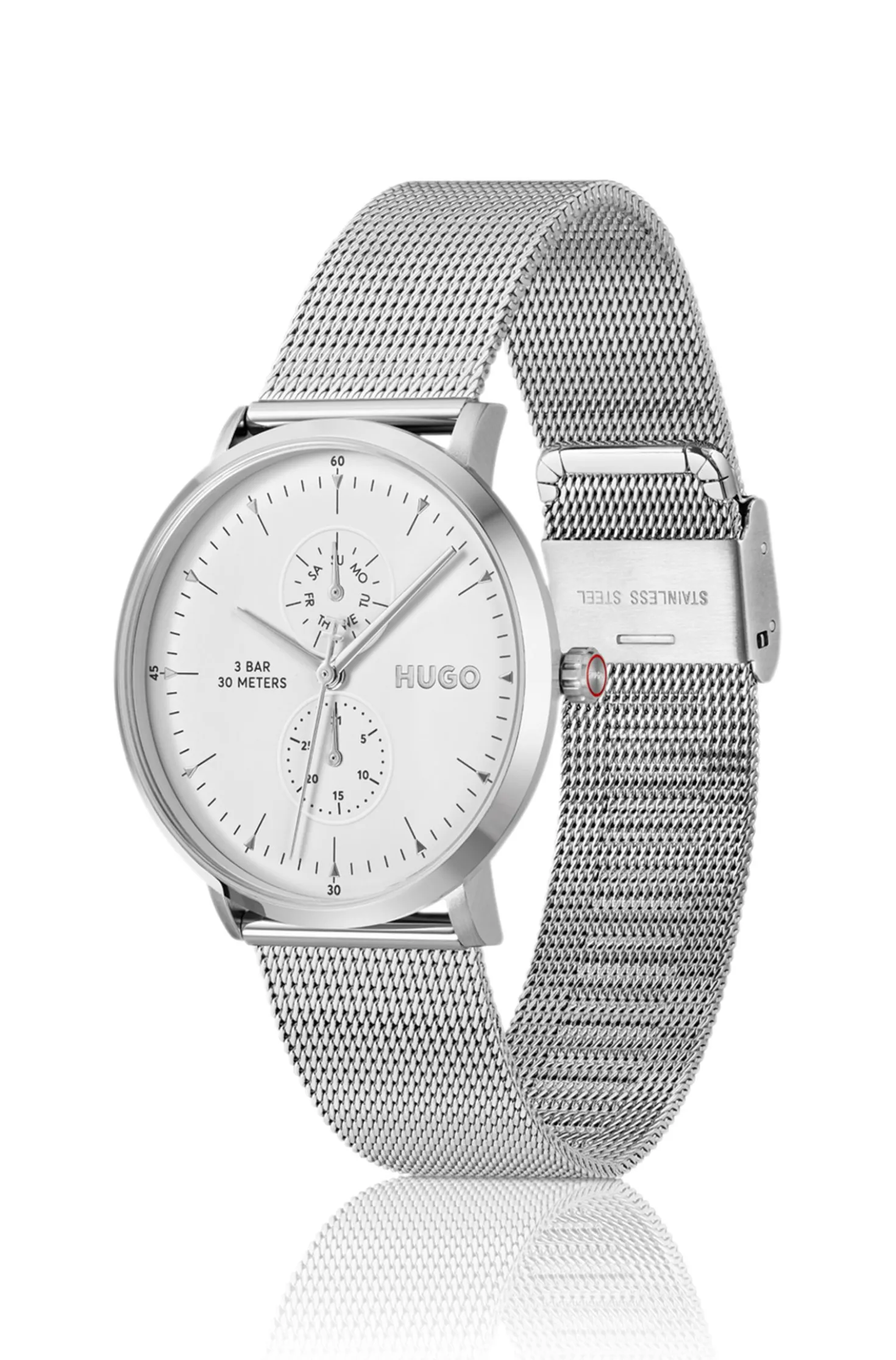 Style silver-tone watch with white dial