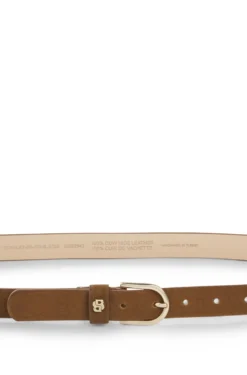 Suede belt with gold-tone Double B monogram