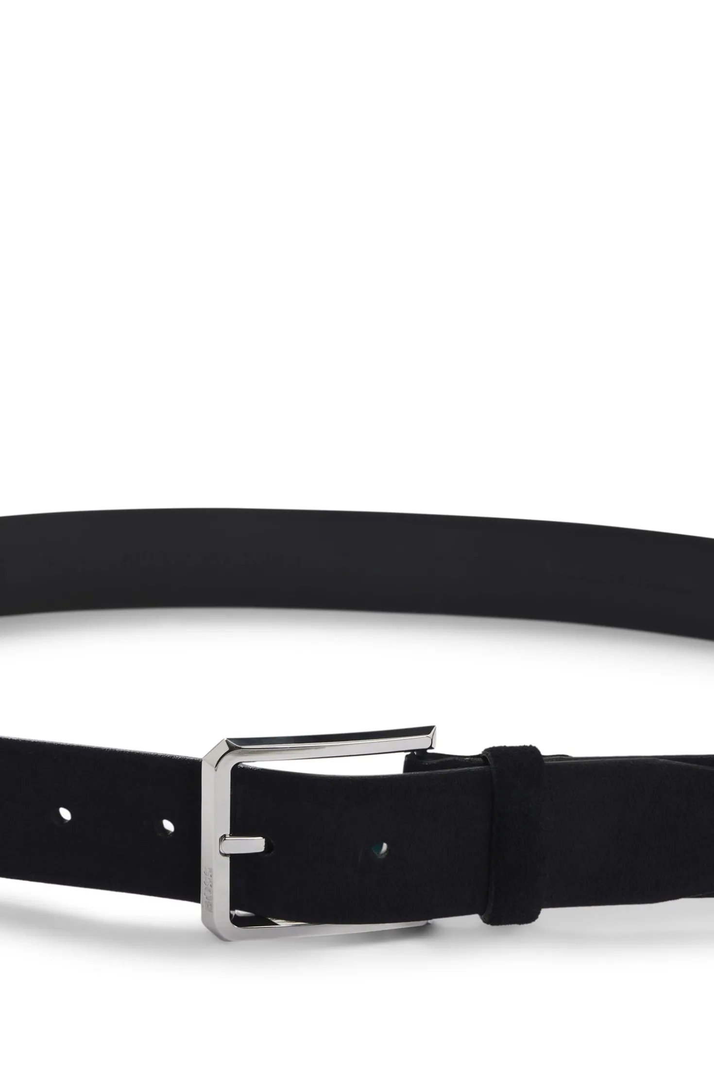 Suede belt with silver-tone buckle