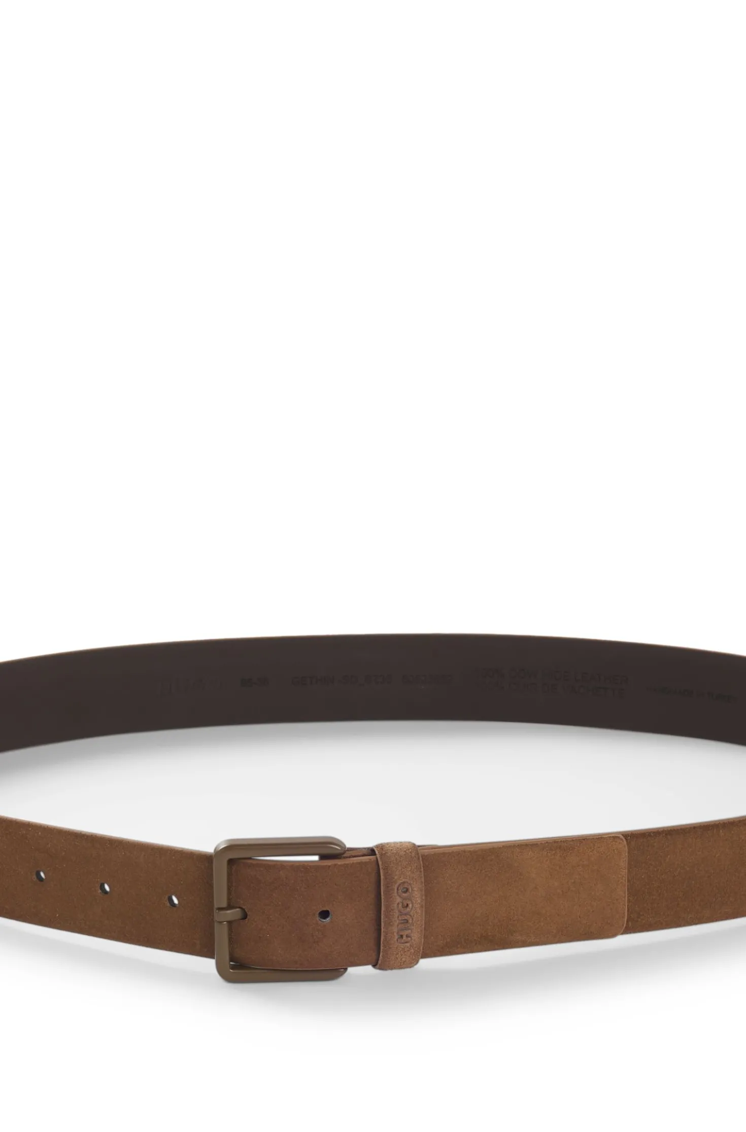 Suede belt with tonal pin buckle