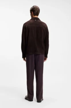 Suede jacket with press-stud closure