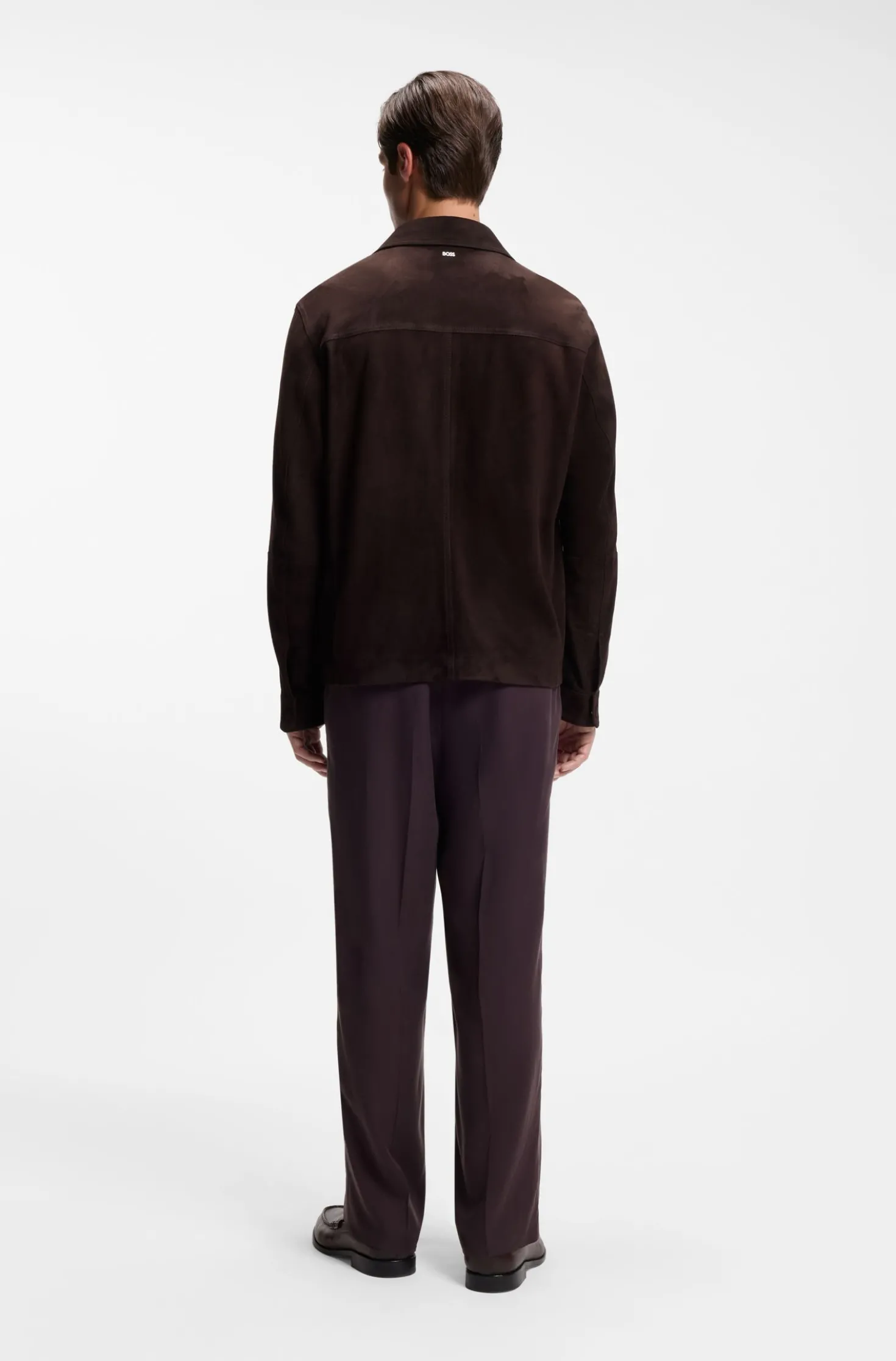 Suede jacket with press-stud closure