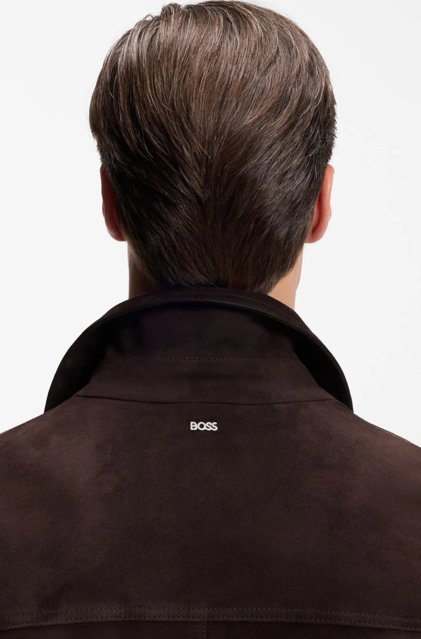 Suede jacket with press-stud closure