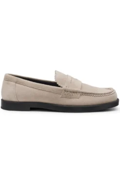 Suede loafers with branded penny trim