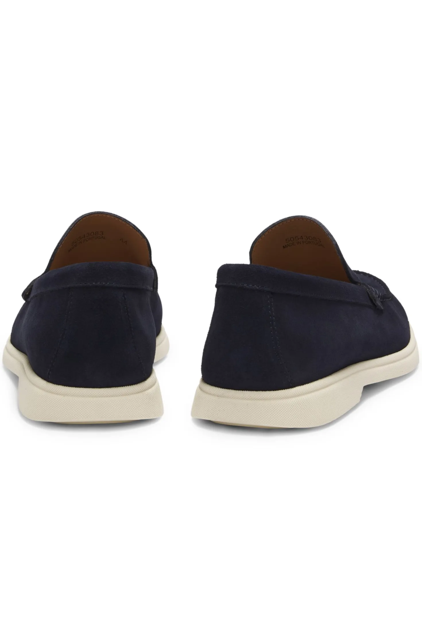 Suede loafers with embossed logo