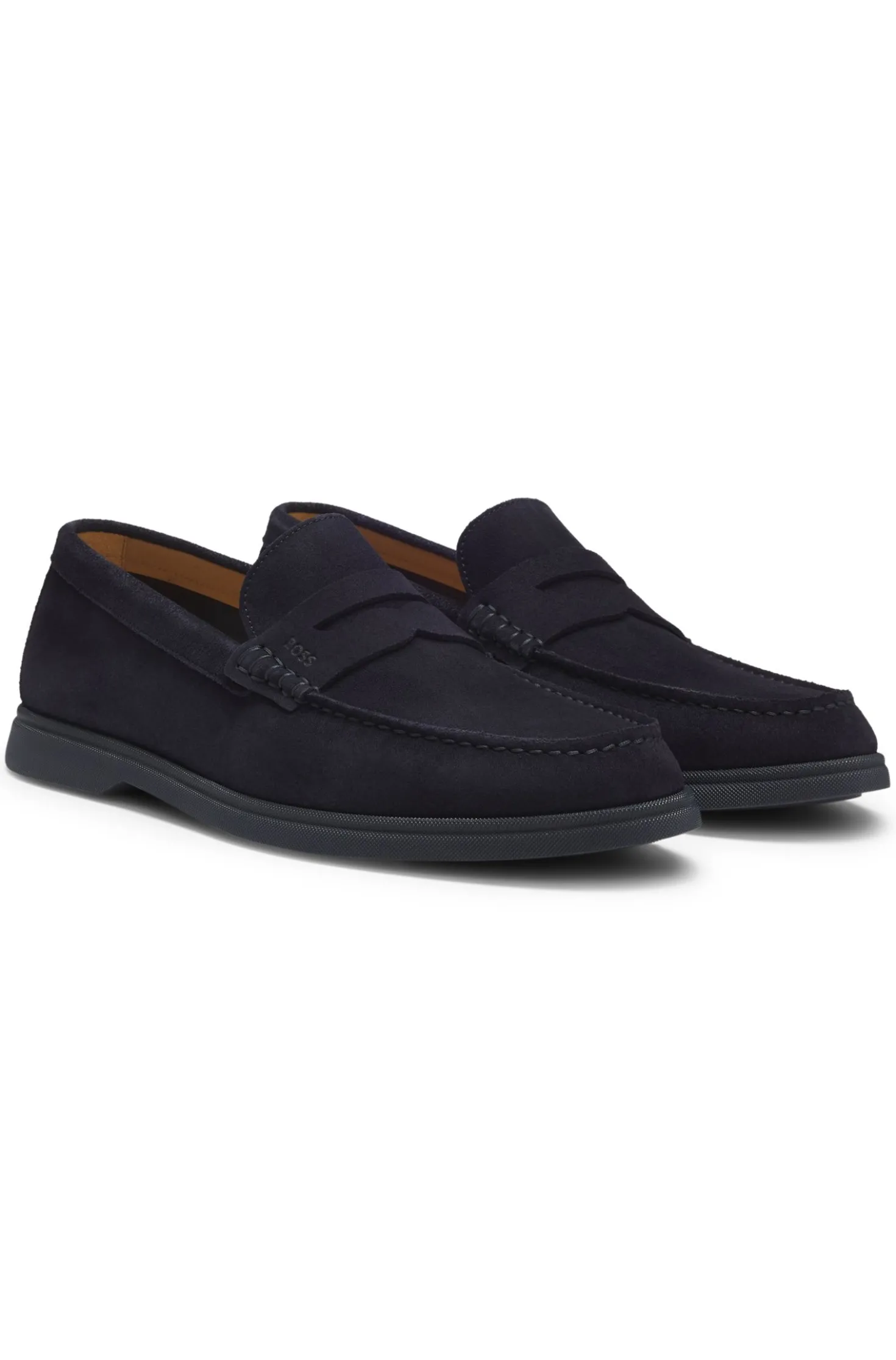 Suede loafers with logo penny trim