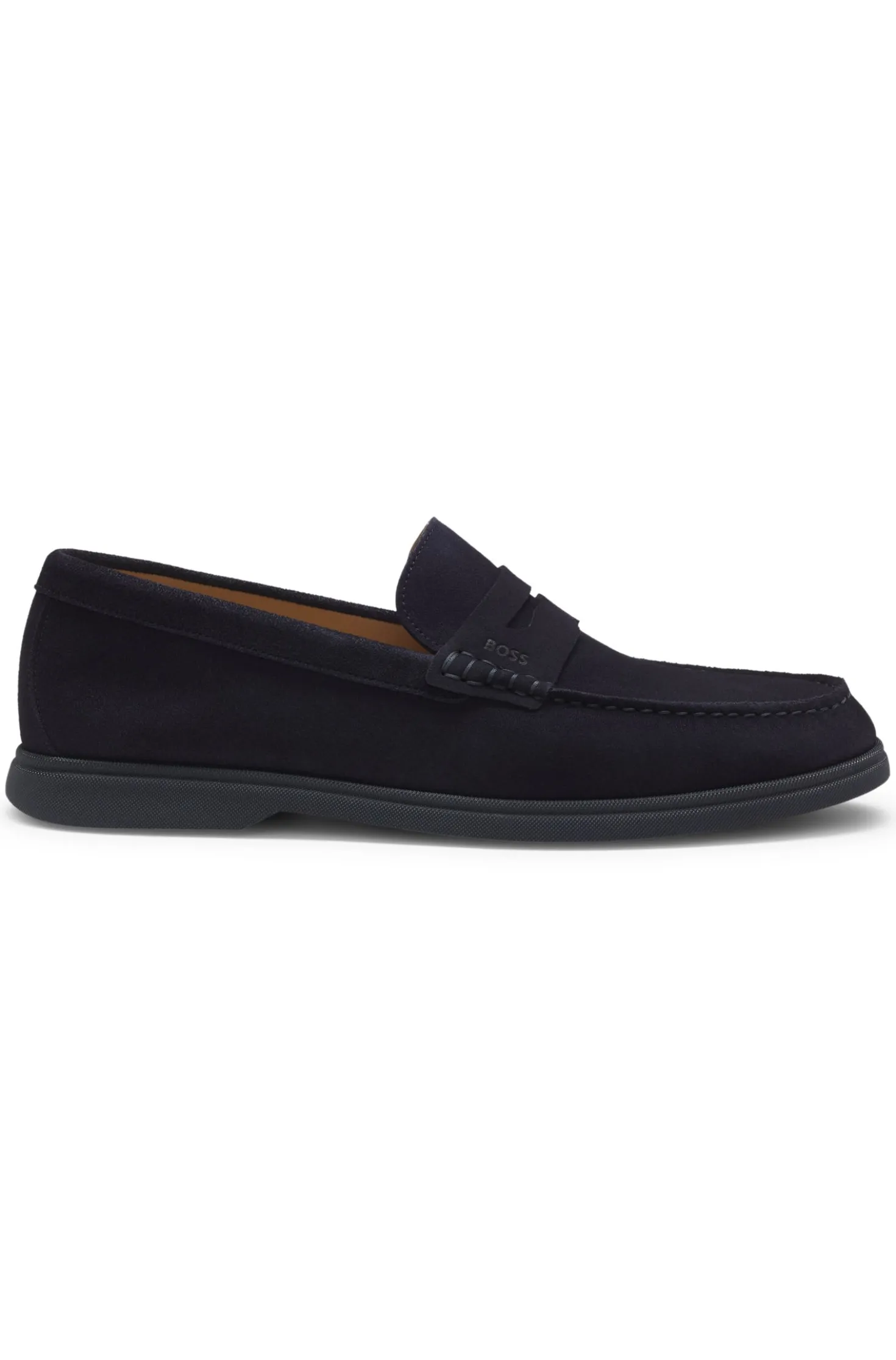 Suede loafers with logo penny trim