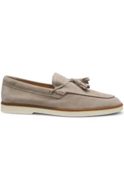 Suede loafers with tassel trim