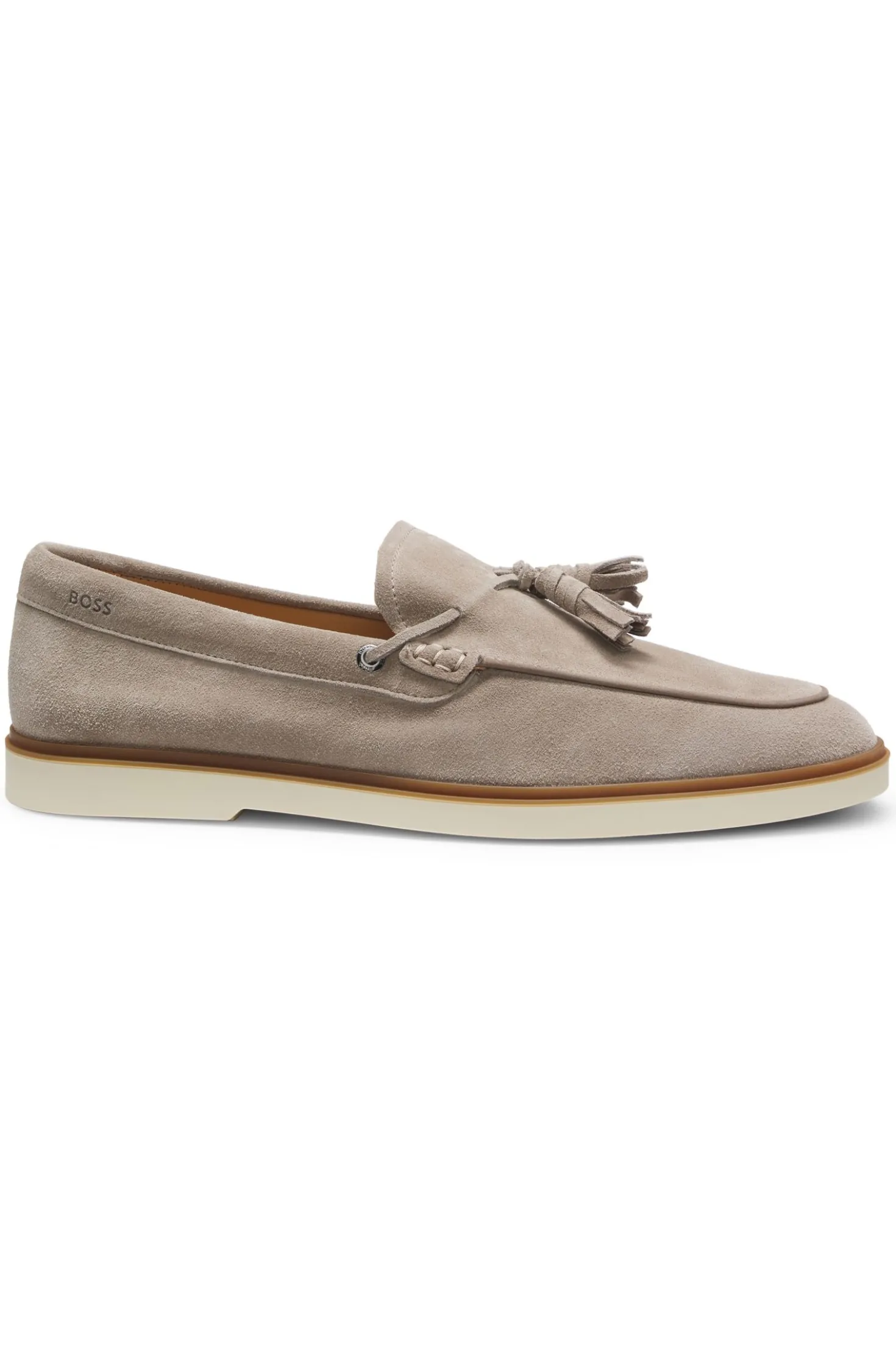 Suede loafers with tassel trim