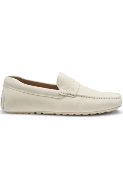 Suede moccasins with penny trim