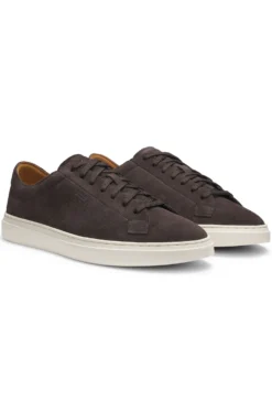 Suede trainers with embossed logo