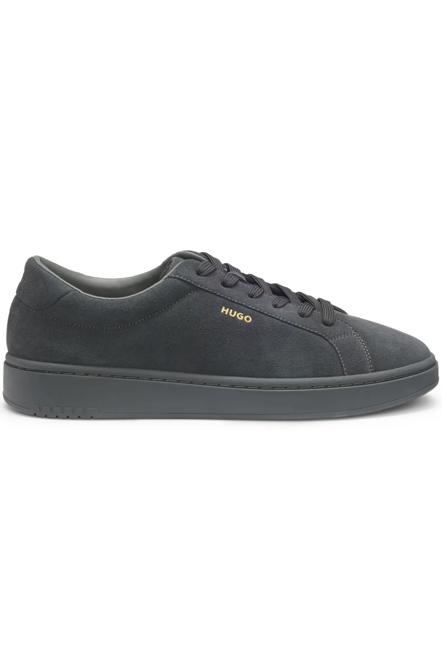 Suede trainers with gold-tone foil logo