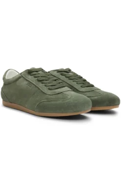 Suede trainers with logo details