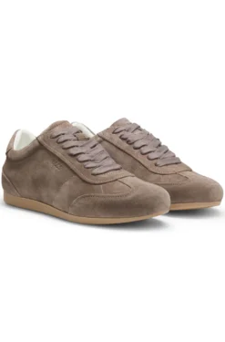 Suede trainers with logo details